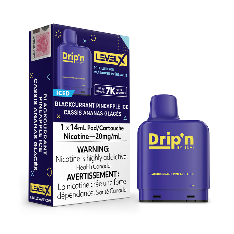 BLACKCURRANT PINEAPPLE ICE - LEVEL X DRIP'N POD (14mL) (ONTARIO)