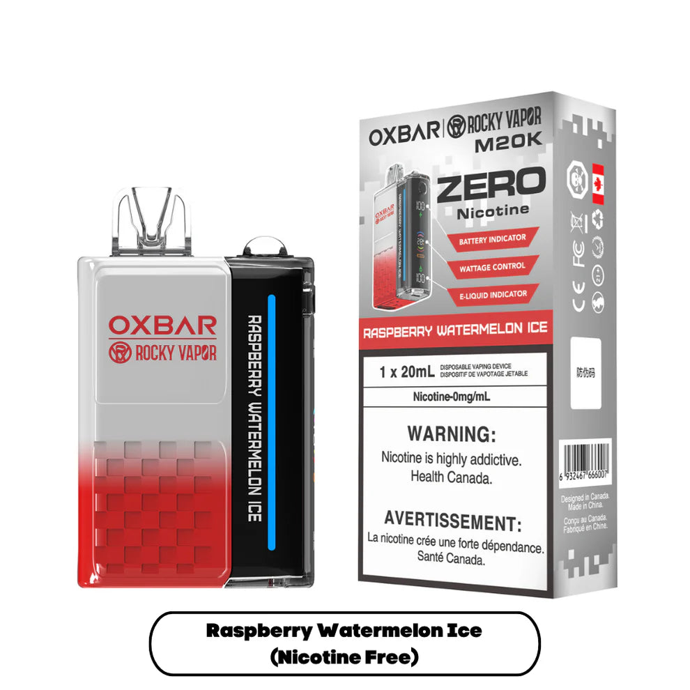 RASPBERRY WATERMELON ICE - OXBAR M20K BY ROCKY VAPOR (ONTARIO) (ZERO NICOTINE)