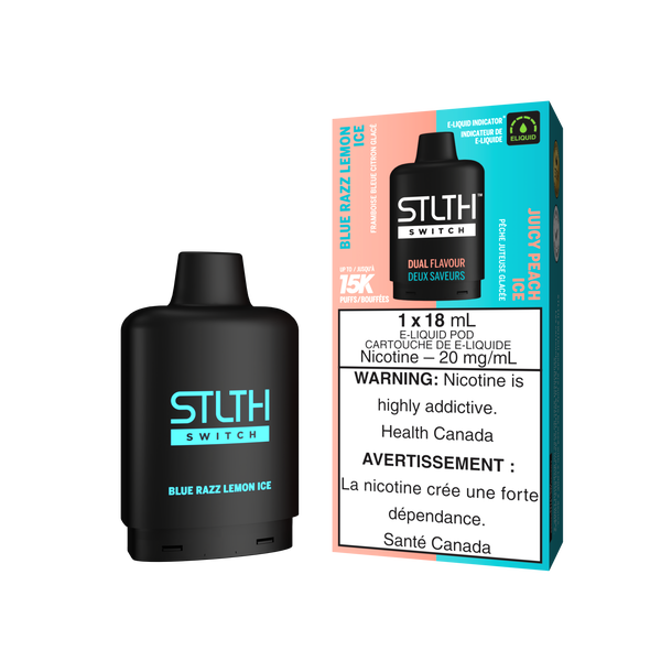 BLUE RAZZ LEMON ICE & JUICY PEACH ICE - STLTH SWITCH (18mL) (ONTARIO)