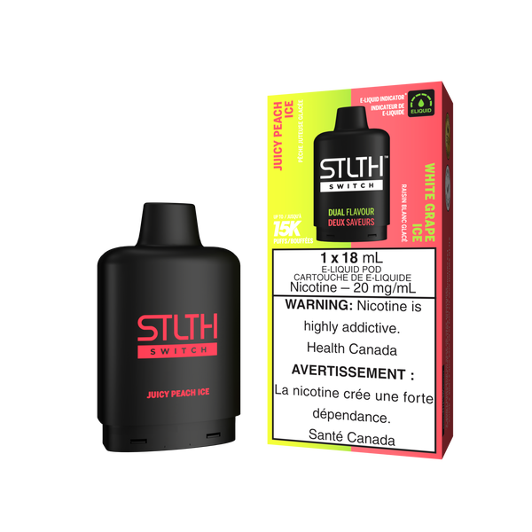 JUICY PEACH ICE & WHITE GRAPE ICE - STLTH SWITCH (18mL) (ONTARIO)