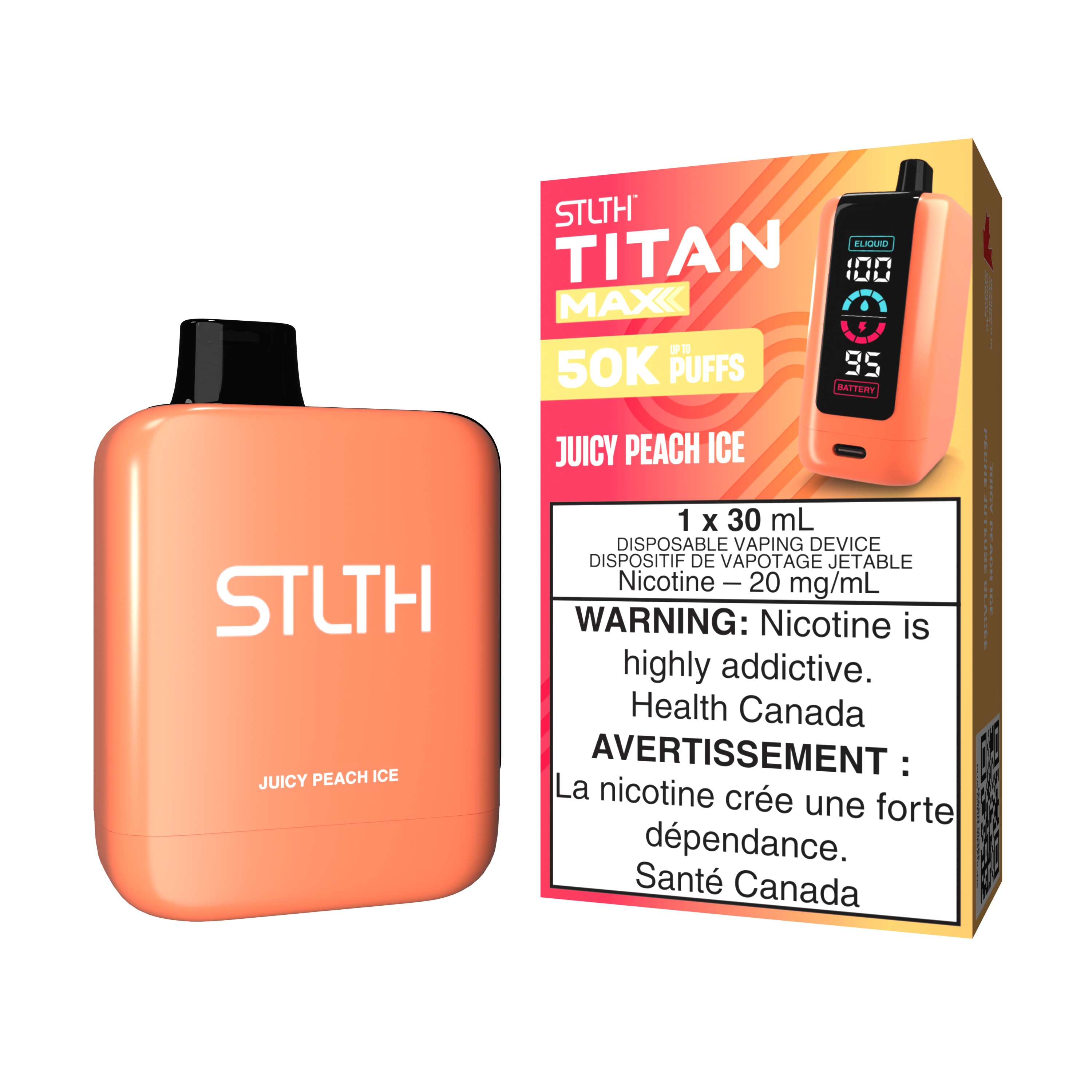 JUICY PEACH ICE - STLTH TITAN MAX DISPOSABLE (30mL) (ONTARIO)