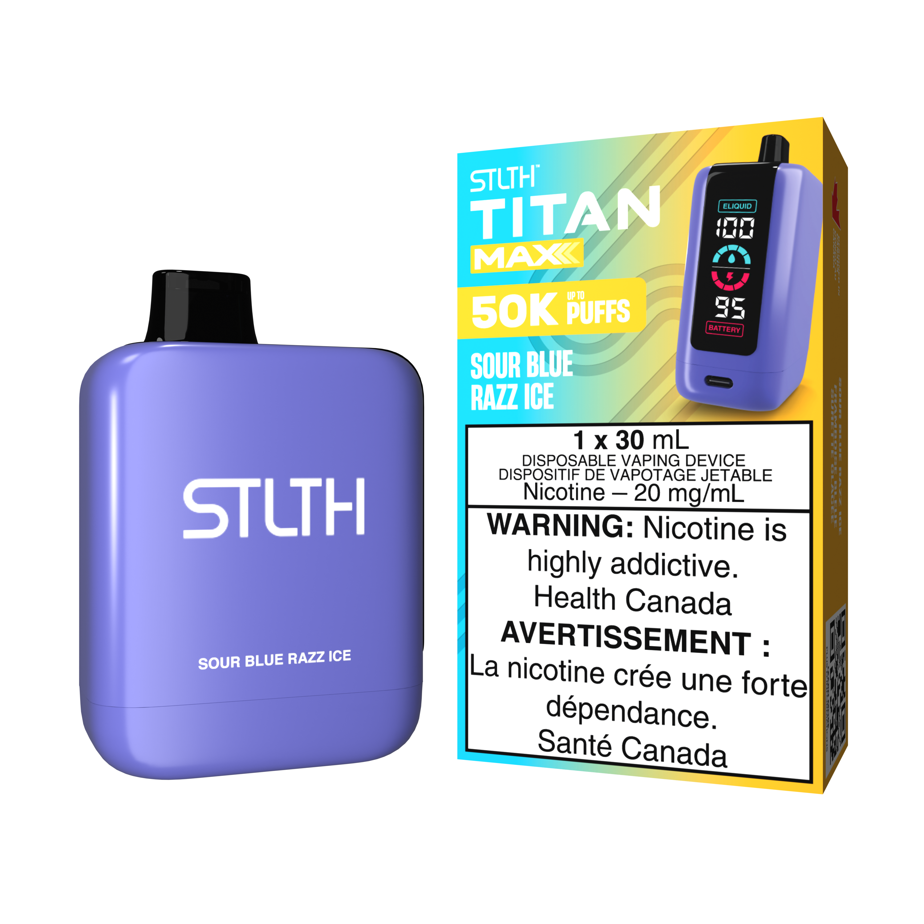 SOUR BLUE RAZZ ICE - STLTH TITAN MAX DISPOSABLE (30mL) (ONTARIO)