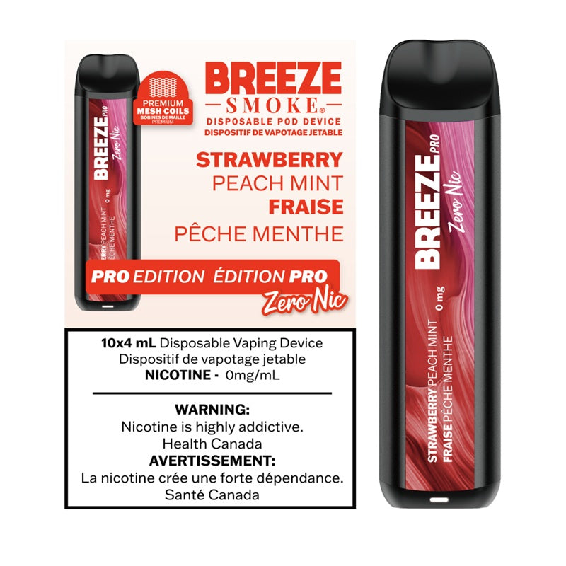 STRAWBERRY PEACH MINT - BREEZE PRO EDITION (4mL) (ZERO NICOTINE)